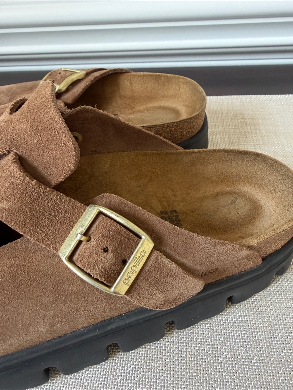 Birkenstock Papilio  Brown Suede Slip-On Clogs with Buckle - Picture 3 of 8